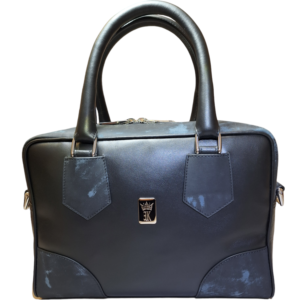 Borsa squadrata vitello pieno fiore  noir/sfiorata