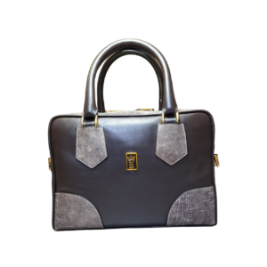 Borsa squadrata vitello morbido  fiore / brown