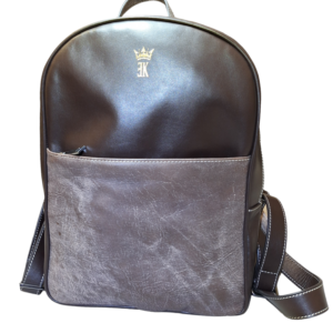 Zaino in pelle vitello pieno fiore marrone sfiorato